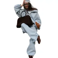 Womens Casual Cotton Blend Oversized Workwear Hoodie and Pants Set Comfortable Stylish Versatile Perfect for