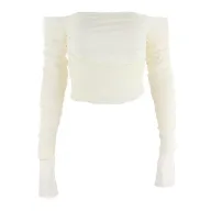 Layered Mesh Off Shoulder Blouse Ruffled Long Sleeves Elegant Fall Winter Style