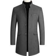 Mens Fashion Wool Blend Overcoat Mid Length Available in Multiple Colors and Sizes Wholesale Supply