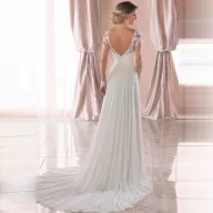 Elegant Off White Wedding Dress with Deep V Neckline and Backless Design for Evening Events Wholesale