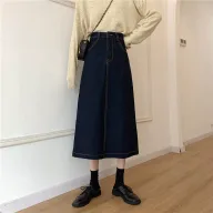High Waist A Line Midi Skirt Slim Fit Stretch Denim Casual Everyday Wear customizable