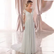 Elegant Off White Wedding Dress with Deep V Neckline and Backless Design for Evening Events Wholesale