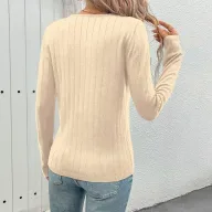 Womens Black Ribbed Sweater Cozy Knit Fabric Long Sleeve Fall Fashion private label