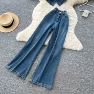 Womens Summer Casual Two Piece Denim Set Slim Fit High Waist Short Sleeve Available in Blue and Black Wholesale