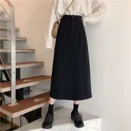 High Waist A Line Midi Skirt Slim Fit Stretch Denim Casual Everyday Wear customizable