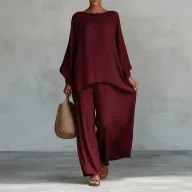Womens Casual Batwing Sleeve Loose Fit Jumpsuit in Solid Colors for Spring Wholesale factory direct