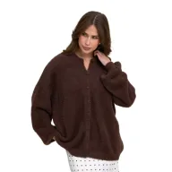 Loose Fit Round Neck Knitted Cardigan for Women Soft Faux Fur Fabric Available in Multiple Colors Wholesale Supply