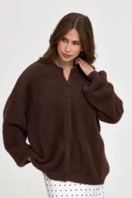 Loose Fit Round Neck Knitted Cardigan for Women Soft Faux Fur Fabric Available in Multiple Colors Wholesale Supply