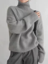 Chunky Turtleneck Sweater Thick Knit Loose Fit Solid Color Autumn Winter Casual Wear Wholesale Available