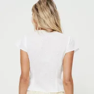 Womens Summer T Shirt Sexy V Neck Bow Tie Detail Short Sleeve French Style Casual Wear Wholesale Available
