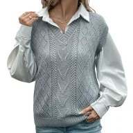 Womens Knitted Sweater Vest Solid Color Autumn Style private label bulk order OEM ODM service