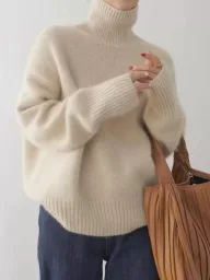 Chunky Turtleneck Sweater Thick Knit Loose Fit Solid Color Autumn Winter Casual Wear Wholesale Available