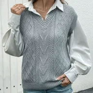 Womens Knitted Sweater Vest Solid Color Autumn Style private label bulk order OEM ODM service