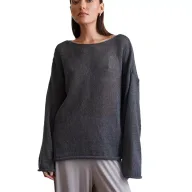 Hollow Knit Sweater Lightweight Sheer Round Neck Long Sleeve Autumn Fashion for Women Wholesale Available