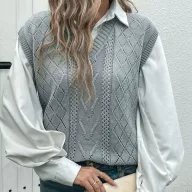 Womens Knitted Sweater Vest Solid Color Autumn Style private label bulk order OEM ODM service