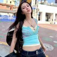 Summer Womens Street Style Two Piece Set American Trendy Print Casual Tank Top Versatile Design Wholesale Availa