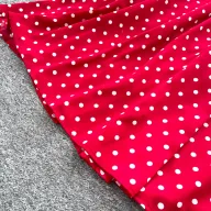 Retro Red Short Sleeve Polka Dot Dress for Women High Waist A Line Summer Casual Wear Wholesale customizable