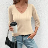 Womens Black Ribbed Sweater Cozy Knit Fabric Long Sleeve Fall Fashion private label