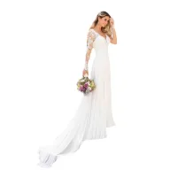Elegant Off White Wedding Dress with Deep V Neckline and Backless Design for Evening Events Wholesale