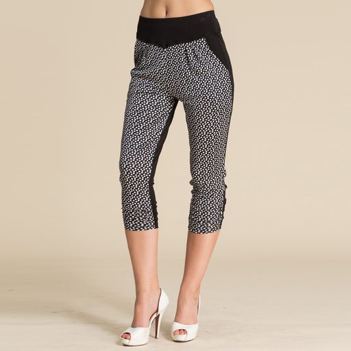 Silk Knitted Harem Pants Double Sided Print Heart Pattern Casual Style Summer Wear
