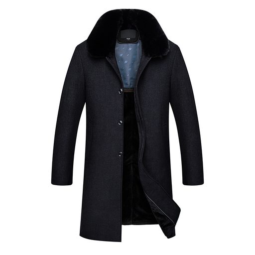 Mens Wool Overcoat Mid Length Large Size Winter Outerwear for Seniors custom packaging