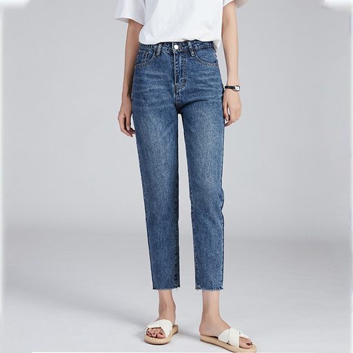 High Waist Distressed Straight Leg Jeans for Women Casual Loose Fit Spring Autumn Wear