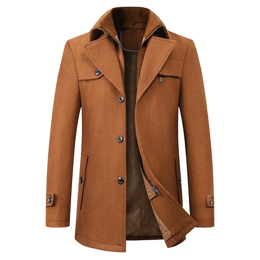 Mens Wool Overcoat Solid Color Cashmere Blend Casual Autumn Style Available in Multiple Sizes and Colors Wholesale