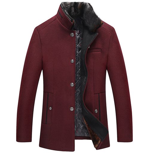 Mens Wool Overcoat Slim Fit Thickened with Fleece Lining Winter Casual Wear bulk order