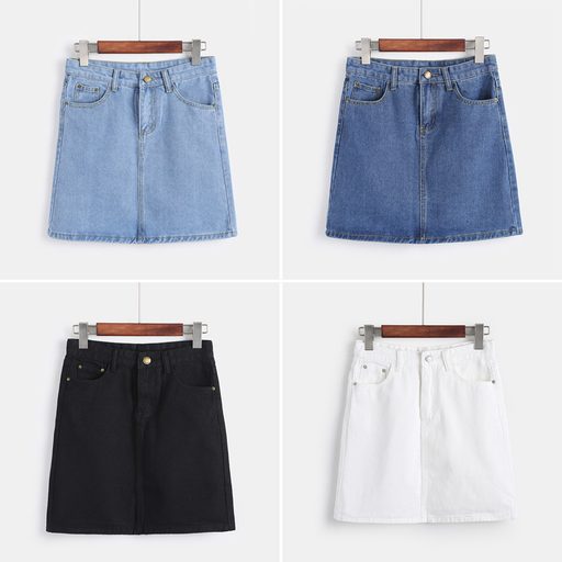 High Waist A Line Denim Skirt for Women Vintage Style Available in Multiple Colors and Sizes Wholesale Supply