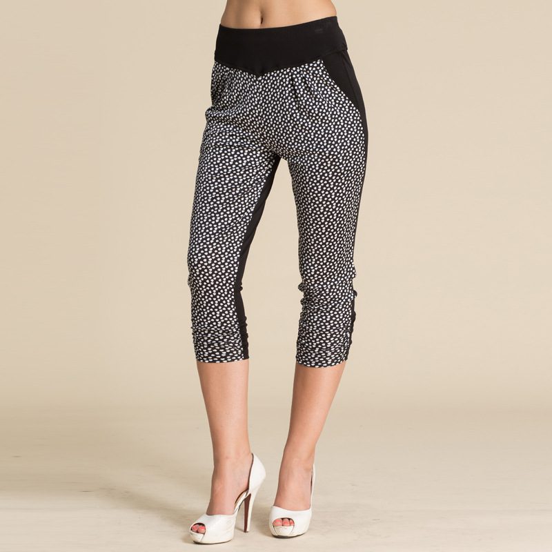 Silk Knitted Harem Pants Double Sided Print Heart Pattern Casual Style Summer Wear
