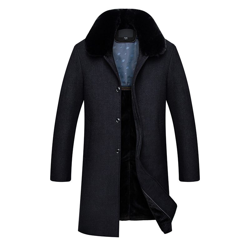 Mens Wool Overcoat Mid Length Large Size Winter Outerwear for Seniors custom packaging
