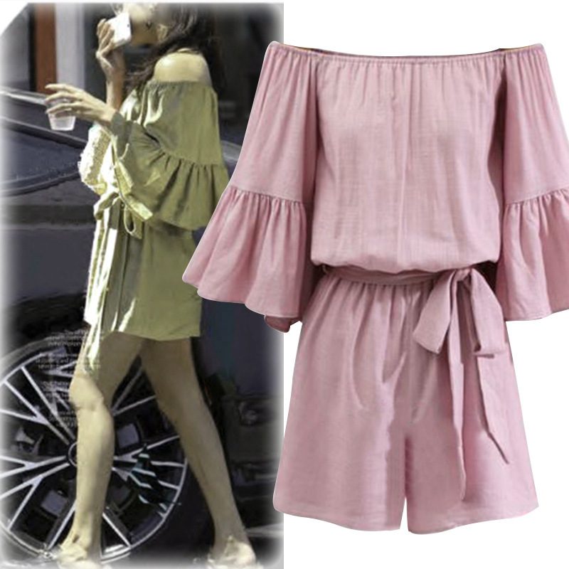Summer Womens Ruffle Jumpsuit Off Shoulder Design Plus Size Available Wholesale Ready to Ship
