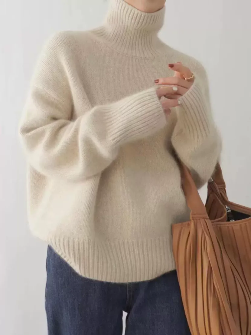 Chunky Turtleneck Sweater Thick Knit Loose Fit Solid Color Autumn Winter Casual Wear Wholesale Available